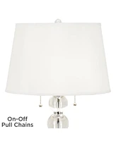 Modern Glam Table Lamp 26 1/2" High Stacked Clear Crystal Spheres Glass White Tapered Drum Shade Decor for Bedroom Living Room House Home Bedside Nigh