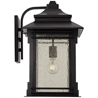 Hickory Point Farmhouse Rustic Mission Outdoor Wall Light Fixture Bronze Lantern 19" Frosted Cream Glass for Exterior House Porch Patio Outside Deck G