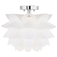 Possini Euro Design White Flower Modern Ceiling Light Semi Flush-Mount Fixture 15 3/4" Wide Chrome for Bedroom Kitchen Living Room Hallway Dining Bath