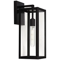 Titan Modern Industrial Outdoor Wall Light Fixture Mystic Black Metal 17" Clear Glass Damp Rated for Exterior House Porch Patio Outside Deck Garage Ya