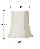 Creme Large Scallop Bell Lamp Shade 14" Top x 20" Bottom x 20" Slant x 19.75 High (Spider) Replacement with Harp and Finial - Imperial Shade