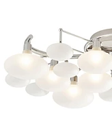 Possini Euro Design Lilypad Modern Ceiling Light Semi Flush-Mount Fixture 30" Wide Chrome 12-Light Frosted Opal Etched Glass for Bedroom Kitchen Livin