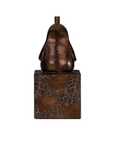 Bird Modern Rustic Farmhouse Accent Table Lamp 15 1/2" High Sculptural Crackle Bronze Brown Natural Burlap Hardback Drum Shade for Bedroom House Bedsi