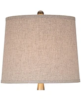 St. Claire Mid Century Modern Table Lamp 30 3/4" Tall Wood Brown Open Vase Taupe Fabric Drum Shade for Bedroom Living Room House Bedside Nightstand Ho