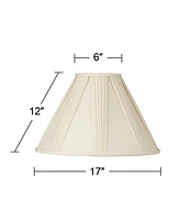 Empire Lamp Shade Ivory French Drape White Large 6" Top x 17" Bottom x 12" High Spider with Replacement Harp and Finial Fitting - Springcrest