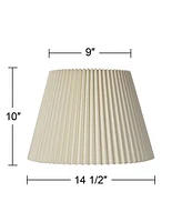 Ivory Linen Knife Pleat Medium Lamp Shade 9" Top x 14.5" Bottom x 10" High (Spider) Replacement with Harp and Finial - Springcrest