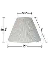 Springcrest 6 1/2" Top x 15" Bottom x 10 1/2" High x 11" Slant Lamp Shade Replacement Medium White Empire Mushroom Round Traditional Linen Pleated Spi