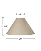 Empire Lamp Shade Fine Burlap Beige Large 6" Top x 21" Bottom x 13.5" High Spider Fitting with Replacement Harp and Finial - Springcrest