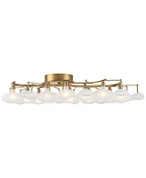 Possini Euro Design Lilypad Modern Ceiling Light Semi Flush-Mount Fixture 30 1/4" Wide Warm Brass Gold Frosted Opal Etched Glass Shade for Bedroom Kit