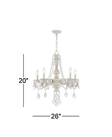 Kathy Ireland Chateau de Conde Antique Rubbed White Chandelier Lighting 26" Wide French Clear Crystal 5-Light Fixture for Dining Room House Foyer Entr