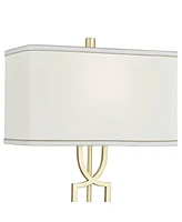 Evan Modern Table Lamps 28 1/4" Tall Set of 2 Gold Metal Geometric Frame White Curved Rectangular Shade for Living Room Bedroom House Bedside Nightsta