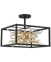 Possini Euro Design Carrine Modern Ceiling Light Semi Flush-Mount Fixture 14 1/4" Wide Black Metal Gold Branches 4