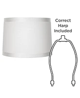 Off-White Fabric Medium Drum Lamp Shade 13" Top x 14" Bottom x 10" High (Spider) Replacement with Harp and Finial - Spring crest