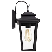 Bellis Verde Outdoor Wall Light Sconce Fixture Texturized Black Steel 15 1/4" Clear Glass Lantern for Exterior House Porch Patio Outside Deck Garage Y