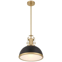 Posey Soft Gold Hanging Pendant Lighting 13" Wide Modern Black Dome Shade Fixture for Dining Room House Home Foyer Kitchen Entryway Bedroom Living Hig