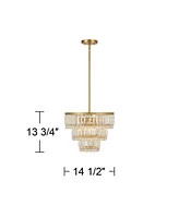 Vienna Full Spectrum Magnificence Soft Gold Pendant Chandelier 14 1/2" Wide Modern Led 3-Tiered Clear Faceted Crystal Glass 7-Light Fixture for Dining