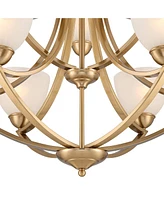 Milbury Soft Gold Chandelier Lighting 30" Wide French 2-Tier White Frosted Glass Cup Shades 9