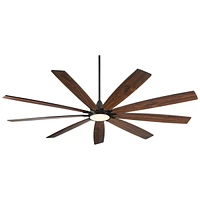 72" Tahoe Breeze Industrial Indoor Outdoor Ceiling Fan with Led Light Remote Control Matte Black Dark Walnut Wood Damp Rated for Patio Exterior House