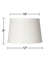 Set of 2 White Small Hardback Drum Lamp Shades 10" Top x 12" Bottom x 8" High (Spider) Replacement with Harp and Finial - Spring crest