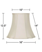 Set of 2 Creme Medium Cut Corner Lamp Shades 10" Top x 16" Bottom x 14" High (Spider) Replacement with Harp and Finial - Imperial Shade