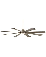 70" Defender Modern Large Outdoor Ceiling Fan with Led Light Remote Control Brushed Nickel Weathered Oak Blades Dimmable Damp Rated for Patio Exterior