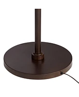 Modern Arc Floor Lamp Standing 71 1/2" Tall Oil Rubbed Bronze Metal Down bridge Black Faux Silk Drum Shade with Diffuser for Living Room Reading Bedro