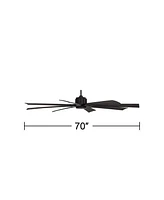 70" Defender Modern Indoor Outdoor Ceiling Fan with Remote Control Matte Black Damp Rated for Patio Exterior House Home Porch Gazebo Garage Barn