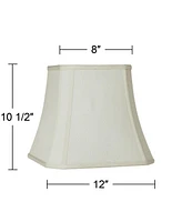 Set of 2 Square Cut Corner Lamp Shades Creme Medium 8" Top x 16" Bottom x 11" Slant x 10.5" High Spider with Replacement Harp and Finial Fitting