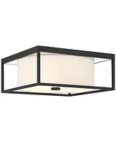 Possini Euro Design Graham Modern Ceiling Light Flush-Mount Fixture 17 1/2" Matte Black Square Metal Frame 3