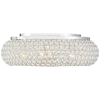 Vienna Full Spectrum Modern Close To Ceiling Light Flush Mount Fixture 15 1/2" Wide 6-Light Led Chrome Crystal Accent for Bedroom Hallway Living Room