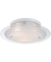 Modern Ceiling Light Flush-Mount Fixture 15 3/4" Wide Gleaming White 3-Light 2-Tier Clear Frosted Glass for Bedroom Kitchen Living Room Hallway Dining