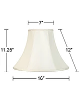 Creme Medium Bell Lamp Shade 7" Top x 16" Bottom x 12" Slant x 11.25" High (Spider) Replacement with Harp and Finial - Imperial Shade