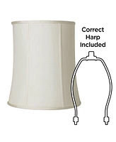 Creme Medium Deep Drum Lamp Shade 12" Top x 14" Bottom x 16" High (Spider) Replacement with Harp and Finial - Imperial Shade