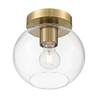 Possini Euro Design Kavin Modern Ceiling Light Semi Flush-Mount Fixture 8 3/4" Brass Gold Metal Clear Glass Shade for Bedroom Kitchen Living Family Ro