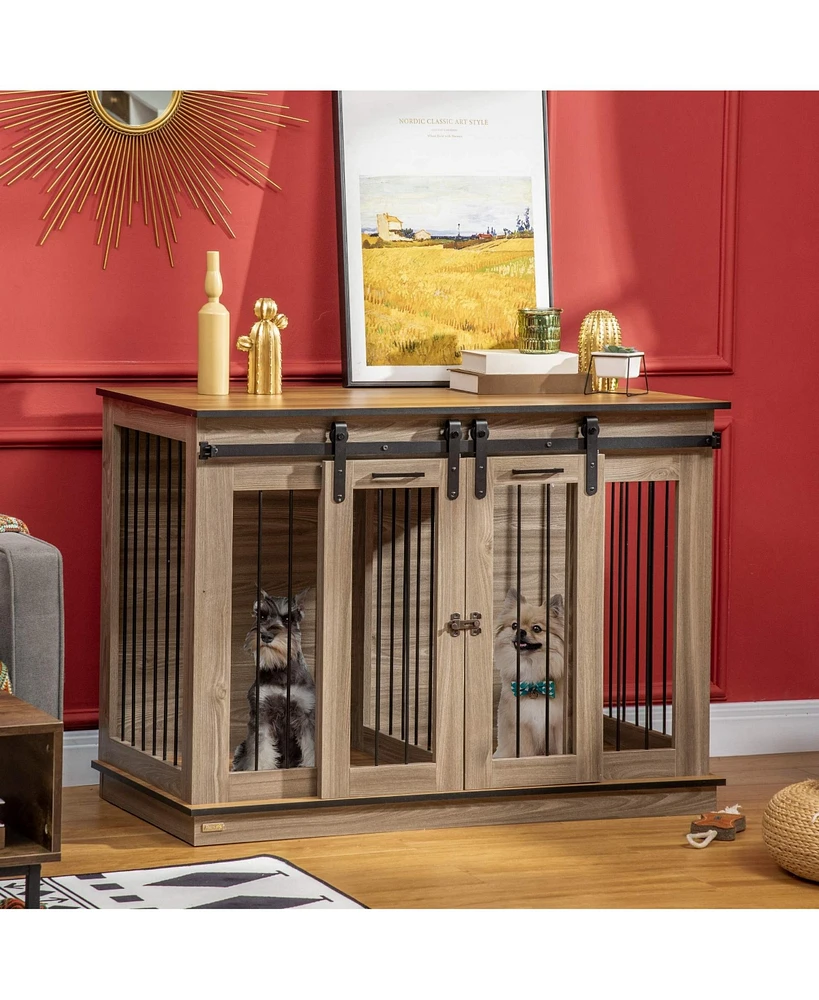 PawHut Modern Dog Crate End Table with Divider Panel