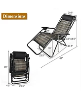 Gymax Folding Rattan Patio Zero Gravity Lounge Chair Recliner with Headrest