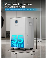 Commercial Cool Dehumidifier, 35 Pint,Portable Dehumidifier with Continuous Drainage 3000 Sq. Ft.