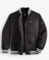 Champion Men's Classic Logo Striped-Trim Varsity Jacket