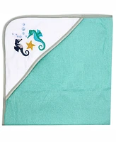 Buba Baby Boys and Girls 2 Pack Embroidered Hooded Bath Towel Wash Cloth Set