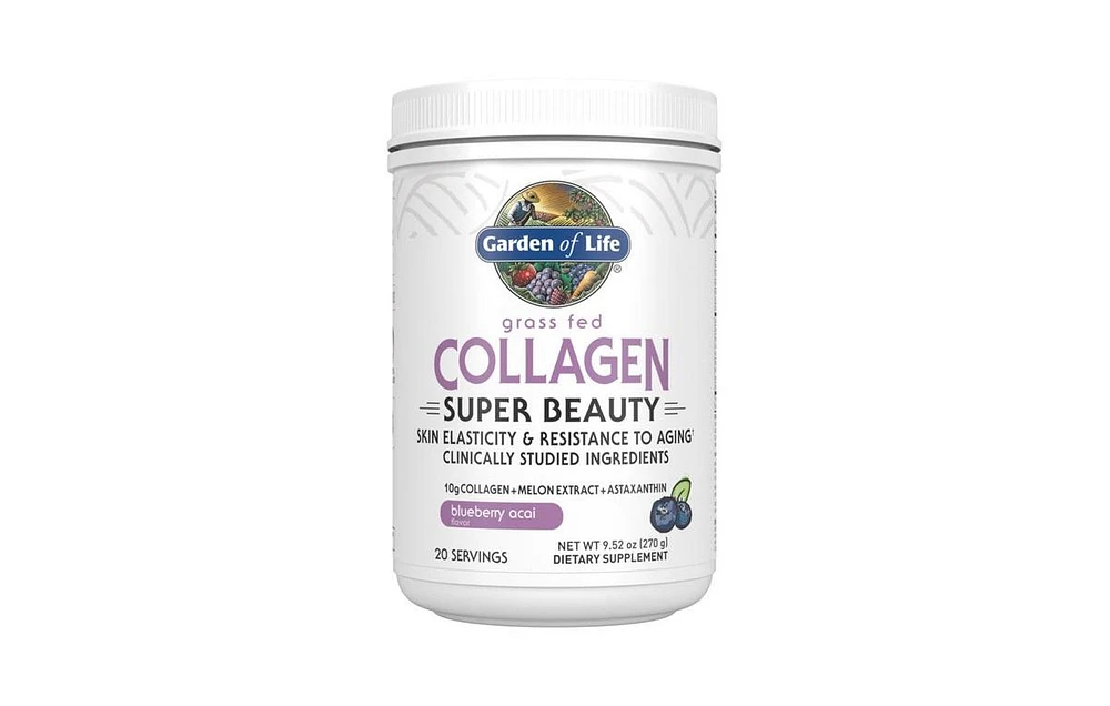 Garden of Life Collagen Super Beauty Powder, Blueberry Acai, 270 Grams Powder