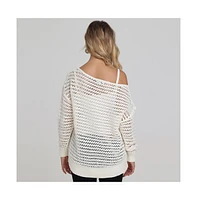 525 Women's Cindy Wide Neck Open Stitch Pullover