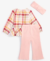 First Impressions Baby Girls Plaid Flannel Tunic & Flare-Leg Pants, 3 Piece Set, Created for Macy's