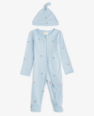 First Impressions Baby Boys Travel Cotton Hat & Footed Coverall, 2 Piece Set, Created for Macy's