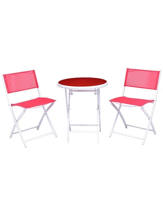 Sugift 3 Pieces Patio Folding Bistro Set for Balcony or Outdoor Space