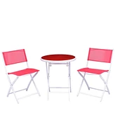 Sugift 3 Pieces Patio Folding Bistro Set for Balcony or Outdoor Space