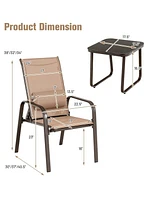 Sugift 3 Pieces Stackable Patio Bistro Conversation Set with Adjustable Backrest