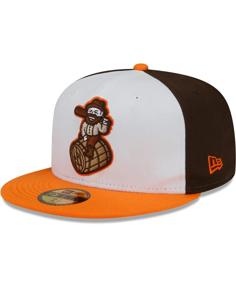 New Era Men's White/Orange Bowling Green Hot Rods Theme Night 59FIFTY Fitted Hat