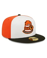 New Era Men's White/Black Peoria Chiefs Orange Barrels Theme Night 59FIFTY Fitted Hat