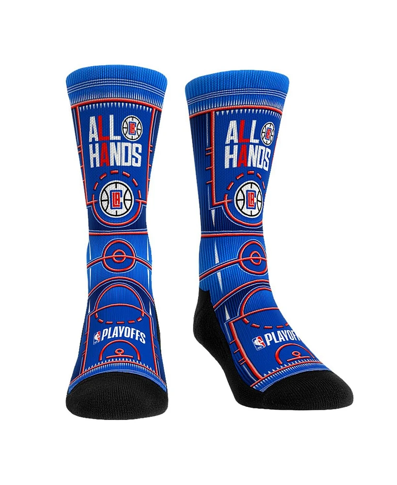 Rock 'Em Men's and Women's Royal La Clippers 2024 Nba Playoffs Slogan Crew Socks