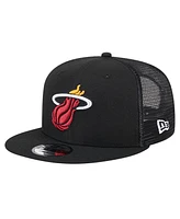 New Era Men's Black Miami Heat Evergreen Meshback 9FIFTY Snapback Hat